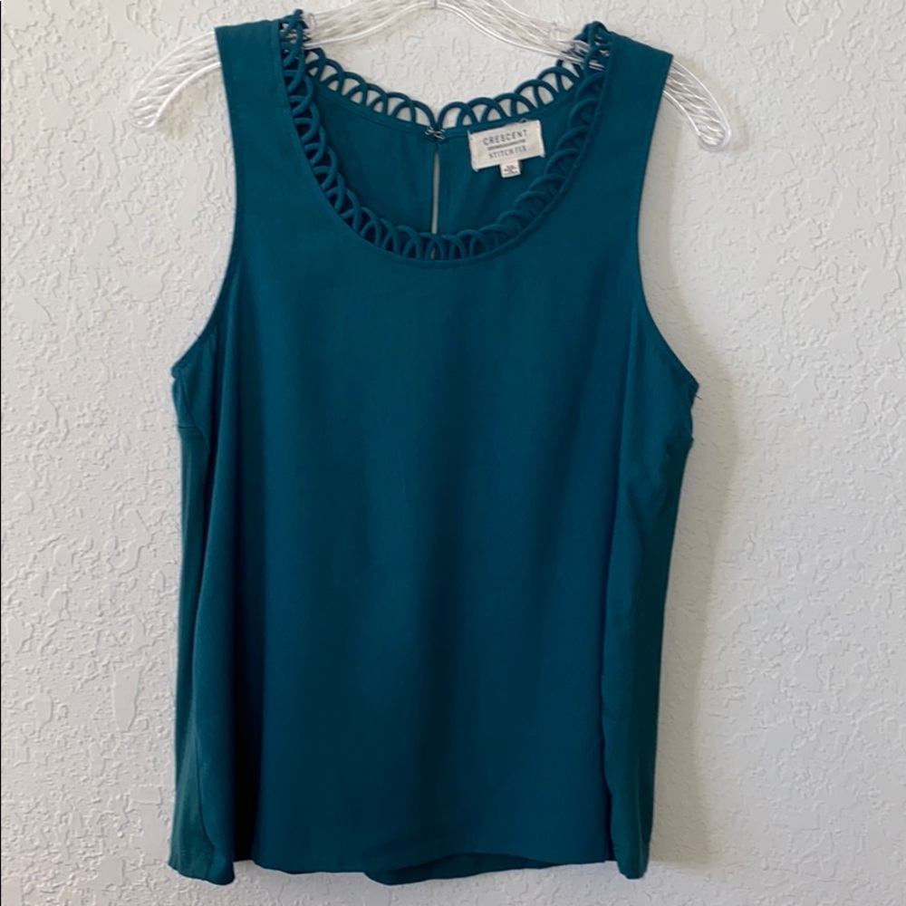 Crescent Stitch Fix Forest Green Blouse SZ XS